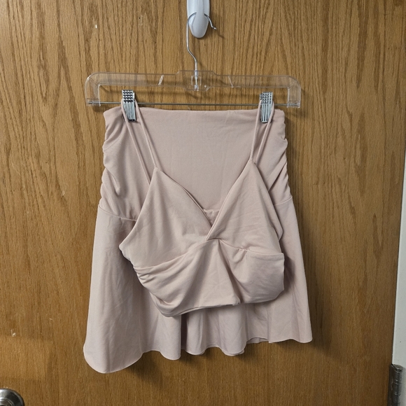 Shein Privé Solid Cami Top & Ruched Skirt Pink Set - Picture 3 of 4